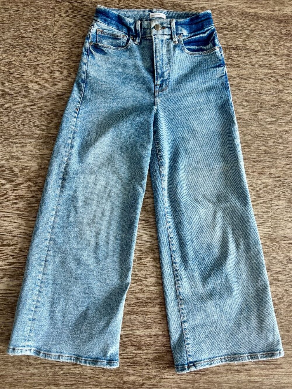 Good American Soft Tech Good Waist Palazzo Ankle Jeans - Picture 3 of 5